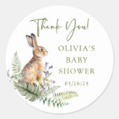 Natuur's Delight Rabbit Baby shower Ronde Sticker (Voorkant)