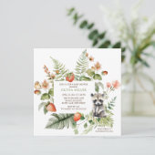 Natuur's Delight Raccoon Baby shower Kaart (Staand voorkant)