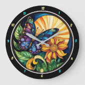 Natuur's Embrace" - Butterfly & Flower Grote Klok (Voorkant)