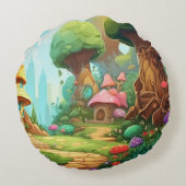 Natuur's Embrace: Ronde kussen van Schilderachtig  (Achterkant)