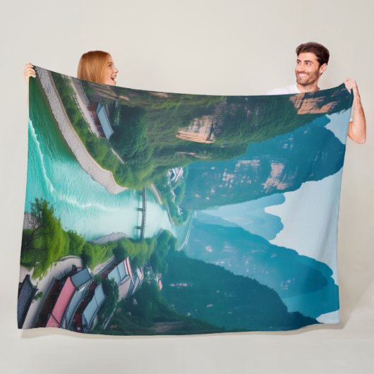 Natuur's Embrace - Schilderachtig rivierlandschap Fleece Deken (In situ)