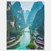 Natuur's Embrace - Schilderachtig rivierlandschap Fleece Deken (Voorkant)