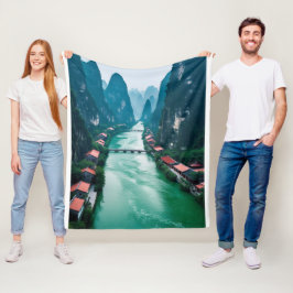 Natuur's Embrace - Schilderachtig rivierlandschap Fleece Deken