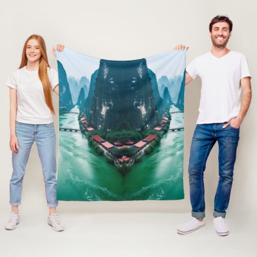 Natuur's Embrace - Schilderachtig rivierlandschap Fleece Deken (In situ)