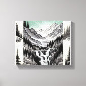 Natuur's Essence: Zwart & Wit Landschap T-Shirt Canvas Afdruk (Voorkant)