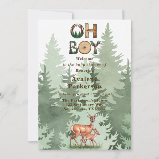 Natuur's Expression: Oh Boy Baby shower Kaart (Voorkant)
