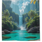 natuur's Flow - Adembenemende Waterval Foto Curt Douchegordijn (Voorkant)