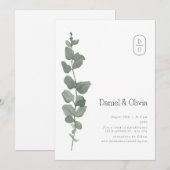 Natuur's Grace: Groene Waterverf verlaat bruiloft Kaart (Voorkant / Achterkant)