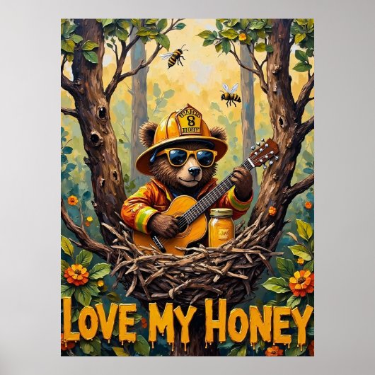 Natuur's Harmony: Beer Buzzing Jam Poster (Voorkant)