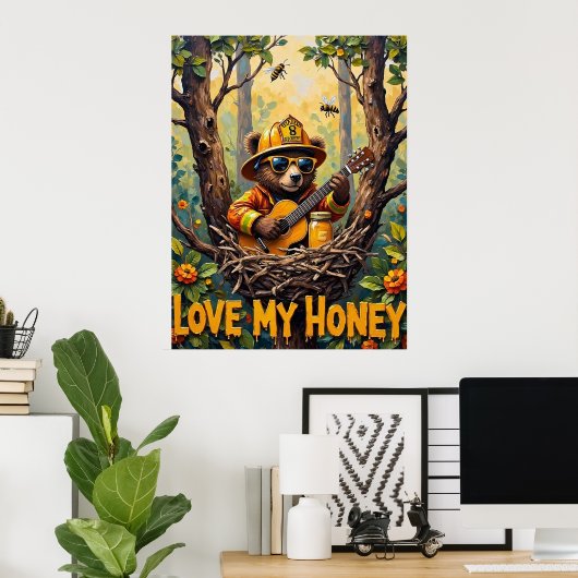 Natuur's Harmony: Beer Buzzing Jam Poster (Thuiskantoor)