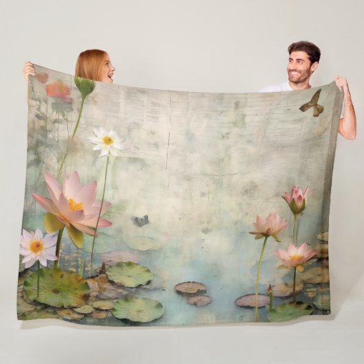 Natuur's Harmony Mooie Waterlelie Sereniteit Fleece Deken (In situ)