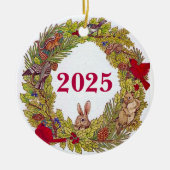 Natuur's Holiday Wreath Keramisch Ornament (Voorkant)