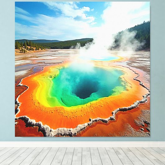 Natuur's kleurrijke Hot Spring Art Canvas Afdruk (Insitu (Houten vloer))