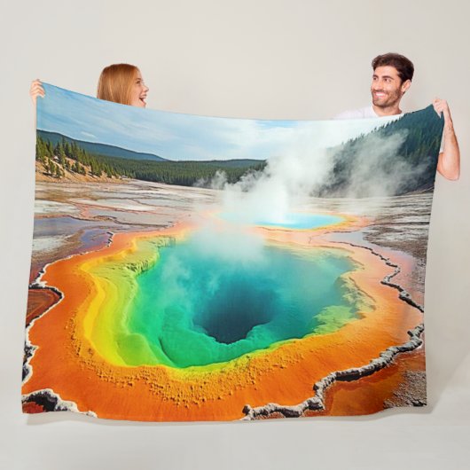 Natuur's kleurrijke Hot Spring Art Fleece Deken (In situ)