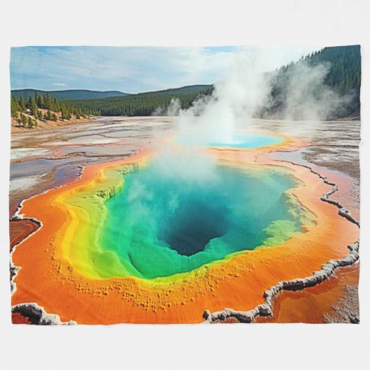 Natuur's kleurrijke Hot Spring Art Fleece Deken (Voorkant (Horizontaal))