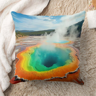 Natuur's kleurrijke Hot Spring Art Kussen
