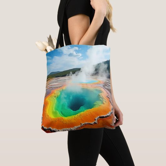Natuur's kleurrijke Hot Spring Art Tote Bag (Dichtbij)