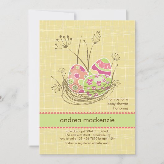 Natuur's Nest Baby shower Invitation Kaart (Voorkant)