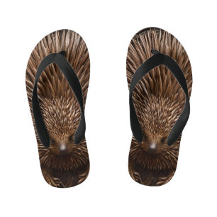 Natuur's Quill: De Australische Echidna in Hout, Kinder Teenslippers