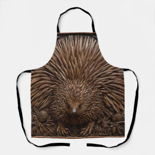 Natuur's Quill: De Australische Echidna in Hout, Schort