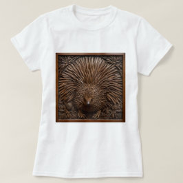 Natuur's Quill: De Australische Echidna in Hout, T-shirt