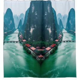 Natuur's Retreat - Serene Valley Landscape Douchegordijn