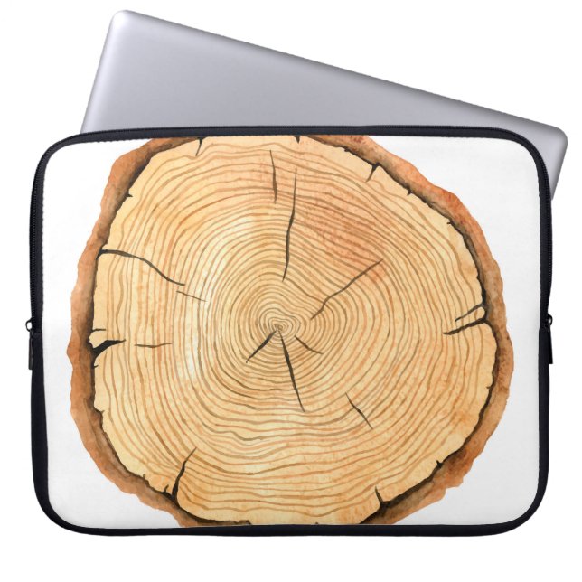 Natuur's Rings: Tree Texture Triumph Laptop Sleeve (Voorkant)