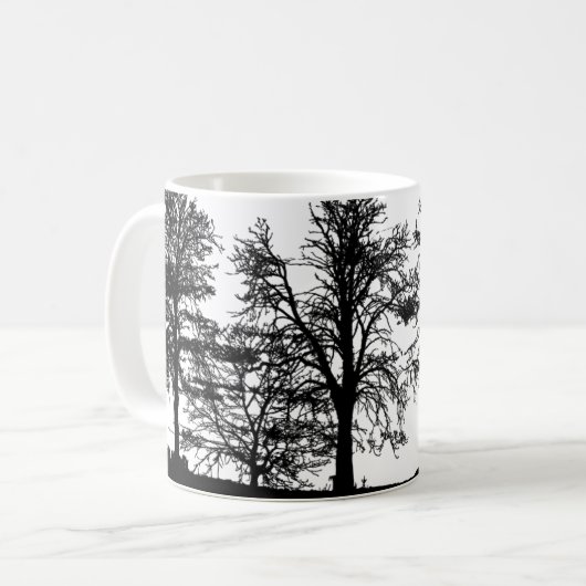 Natuur's Serenity Coffee Mok - Tree & Forest Art (Voorkant links)