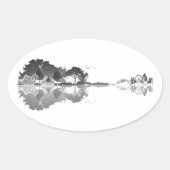 Natuur's Song: Forest Landscape Guitar Art Ovale Sticker (Voorkant)