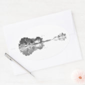 Natuur's Song: Forest Landscape Guitar Art Ovale Sticker (Envelop)