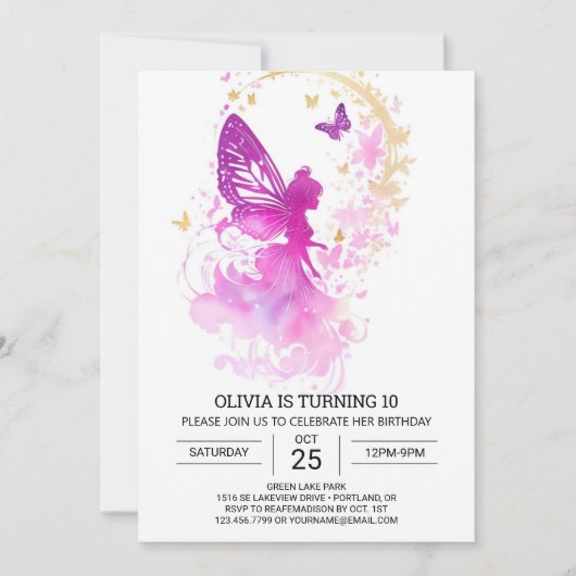 Natuur's Touch Sprookje Verjaardagsmagie Kaart (Voorkant)