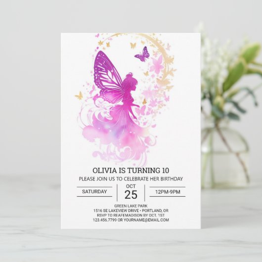 Natuur's Touch Sprookje Verjaardagsmagie Kaart (Staand voorkant)