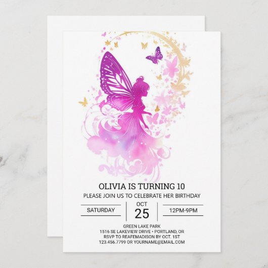 Natuur's Touch Sprookje Verjaardagsmagie Kaart (Voorkant / Achterkant)