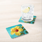 Natuur's Treasure: Yellow Hibiscus Harmony Kartonnen Onderzetters (Insitu)