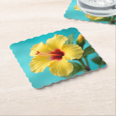 Natuur's Treasure: Yellow Hibiscus Harmony Kartonnen Onderzetters (Gebogen)