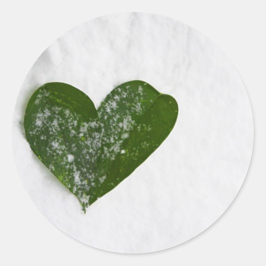 Natuur's Wintersneeuw Romantisch Hart van Liefde Ronde Sticker (Voorkant)