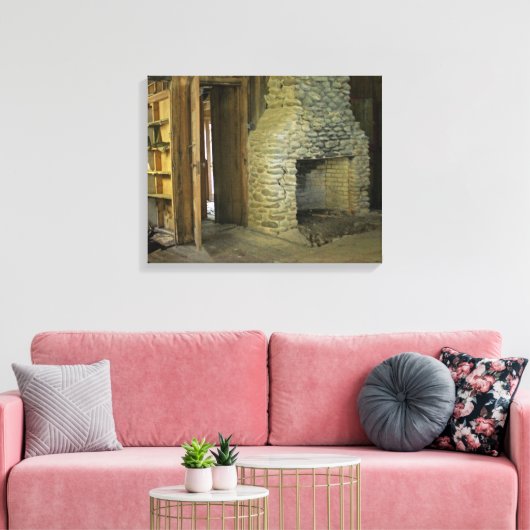 Natuurstenen open haard canvas afdruk (Insitu (Woonkamer))