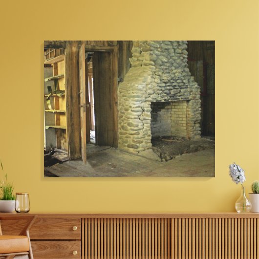 Natuurstenen open haard canvas afdruk (Insitu (Woonkamer))