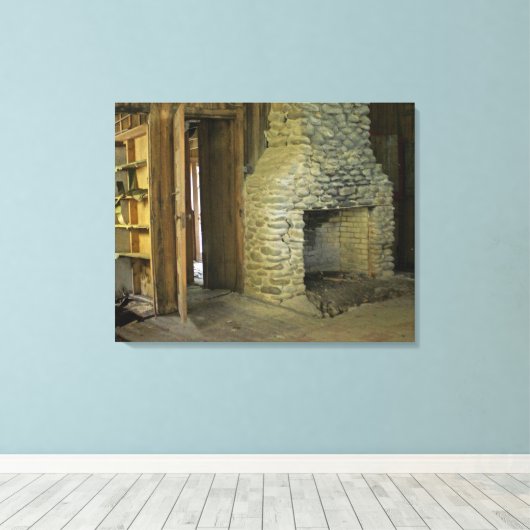 Natuurstenen open haard canvas afdruk (Insitu (Houten vloer))