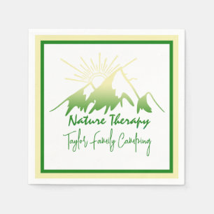 Natuurtherapie Familie camping gepersonaliseerd Servet