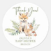 Natuurvreugde Vos Baby Shower Ronde Sticker (Voorkant)