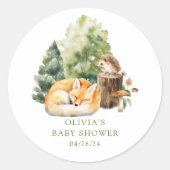 Natuurvreugde Vos Baby Shower Ronde Sticker (Voorkant)