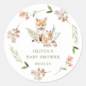 Natuurvreugde Vos Baby Shower Ronde Sticker (Voorkant)