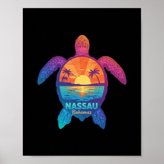Nau Hamas Tie Dye Sea Turtle Hamas Beach Vacation  Poster (Voorkant)