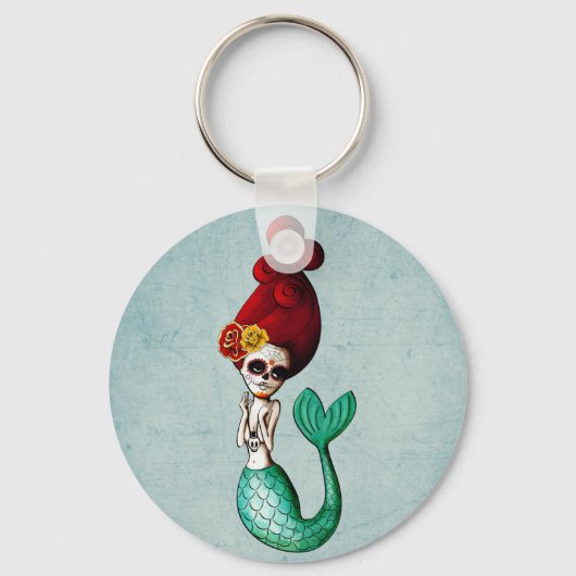 Nauctical Day of the Dead Lovely Mermaid Sleutelhanger (Voorkant)