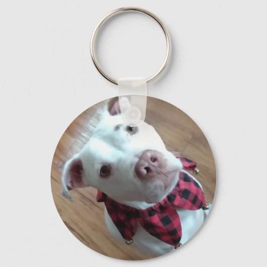 Nauga de Witte hond Sleutelhanger (Voorkant)