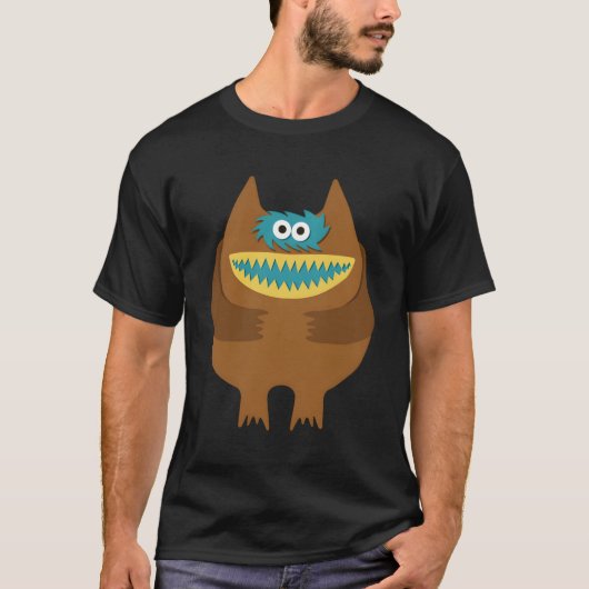 Nauga Gevulde Dier Monster Throwback T-shirt (Voorkant)