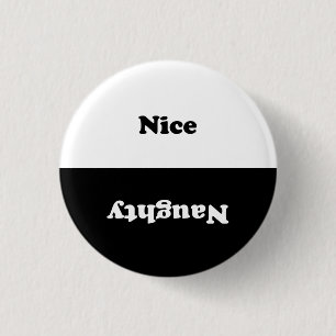Naughartig zwart wit ronde button 3,2 cm
