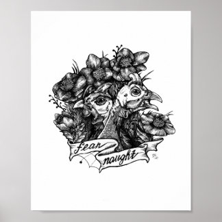 NAUGHT: Guinee-Tattoo Kunst (witte achtergrond) Poster