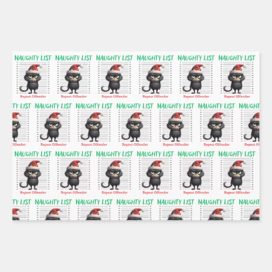 Naught List Herhaal overtreder Gift Wrap Inpakpapier Vel (Voorkant)